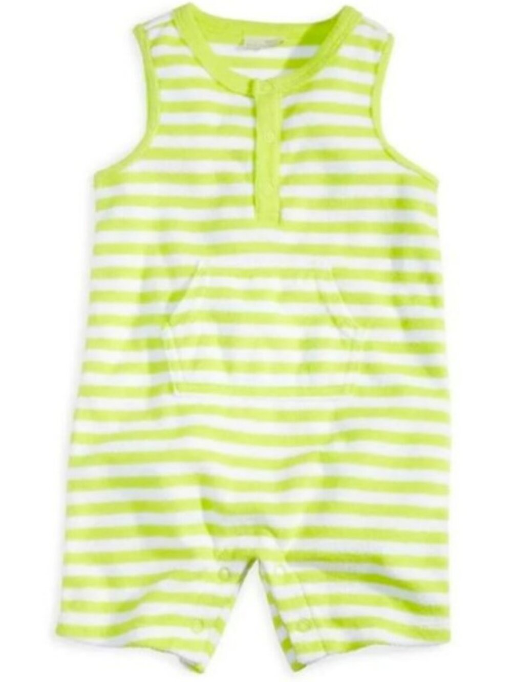 NWT. FIRST IMPRESSIONS Baby Boys Lime Green Sleeveless Terrycloth Romper
